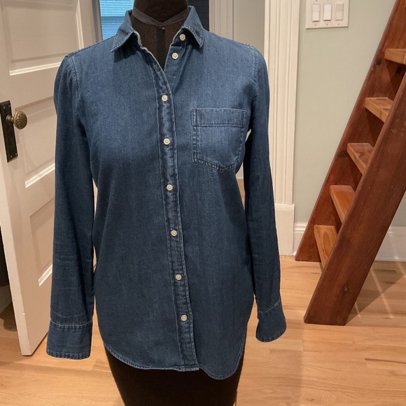 J Crew Factory Denim Button Down Shirt Size XS - Picture 1 of 7